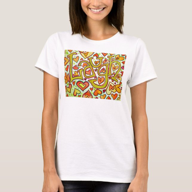 Laugh Word Art Glitzer T - Shirt (Vorderseite)