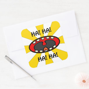 Laughender offener Mund (mit bösen Zähnen, Zunge & Quadratischer Aufkleber