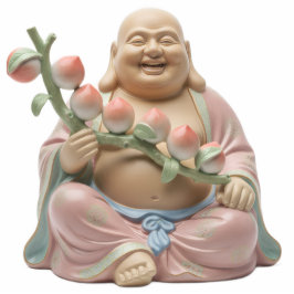 Laughing Buddha with Peach Branch 2D statue Freistehende Fotoskulptur