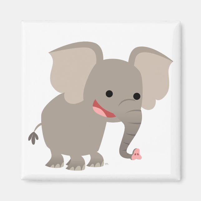 Laughing Cartoon Elephant Magnet (Vorne)