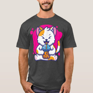 Laughing Cat Neko Kawaii Boba Tee im Anime Style 1
