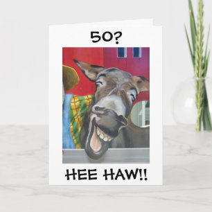 "LAUGHING DONKEY GREETING" FOR "50th" BIRTHDAY Karte