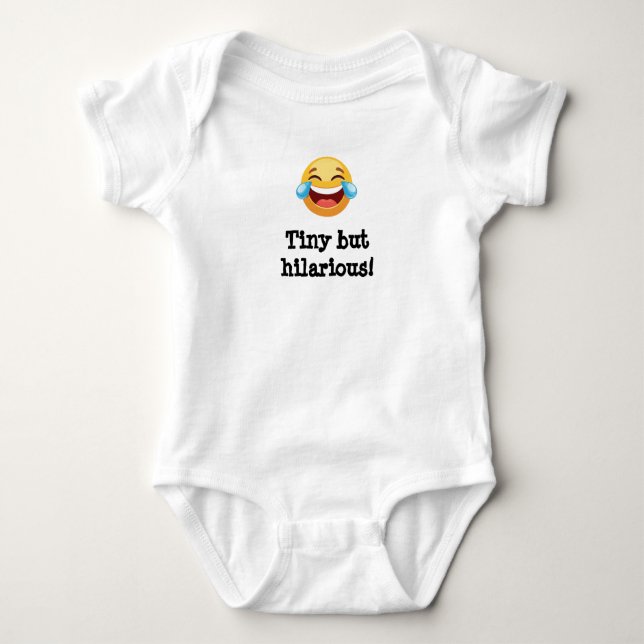 Laughing emoji Tiny but hilarious! Baby Strampler (Vorderseite)