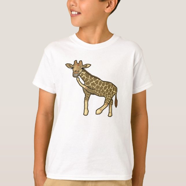 Laughing Giraffe Niedlich handGezeichnet Cartoon T T-Shirt (Vorderseite)