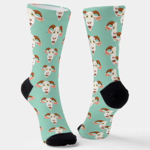 Laughing Goat Face Funny Cartoon Socken
