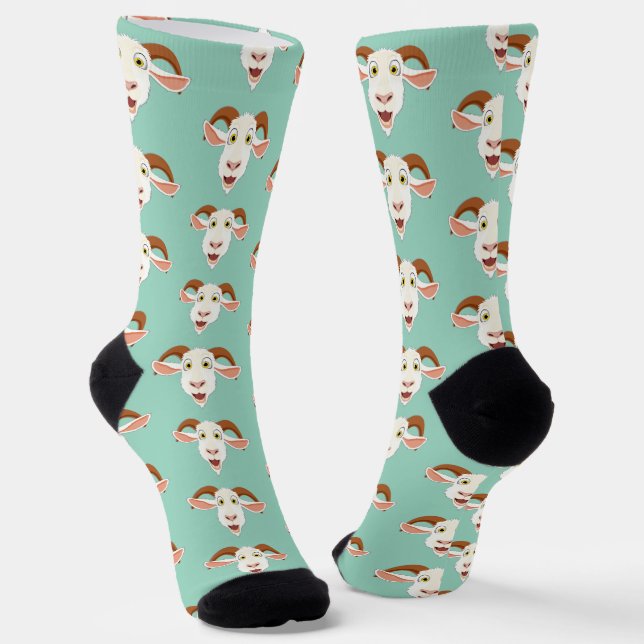 Laughing Goat Face Funny Cartoon Socken (Gewinkelt)