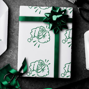 Laughing Green Santa Claus Modern Sparkle Urlaub Geschenkpapier