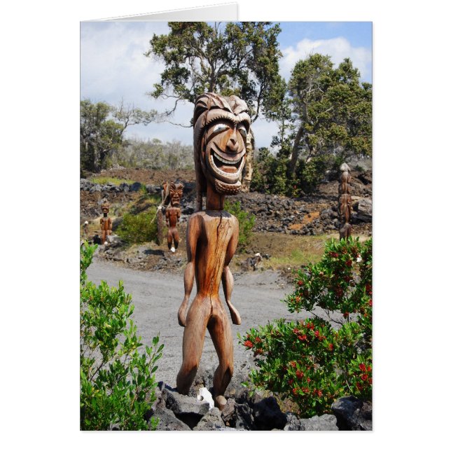 Laughing Hawaiian Ki'i Skulptur (Vorne)
