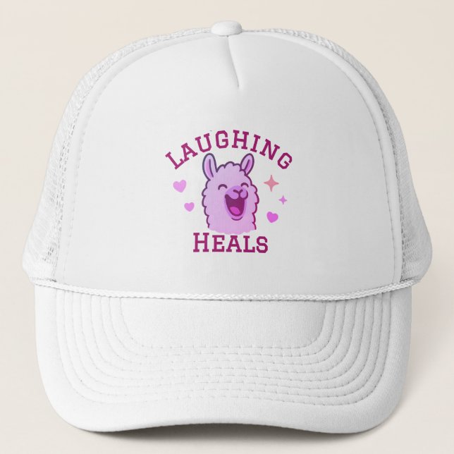 Laughing Heals Llama Trucker Hat Truckerkappe (Vorderseite)
