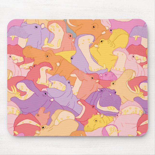 Laughing Hippos - warm colours Mousepad (Vorne)