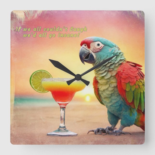 Laughing Insane - Quadratische Wanduhr (Vorderseite)