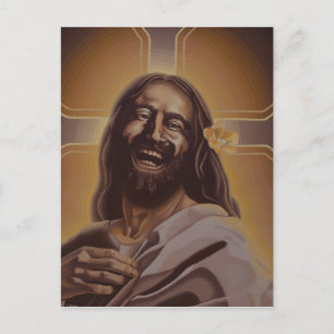 Laughing Jesus post card Postkarte