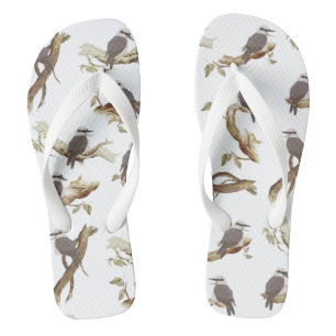 Laughing Kookaburra Australian Bird Eucalyptus Flip Flops