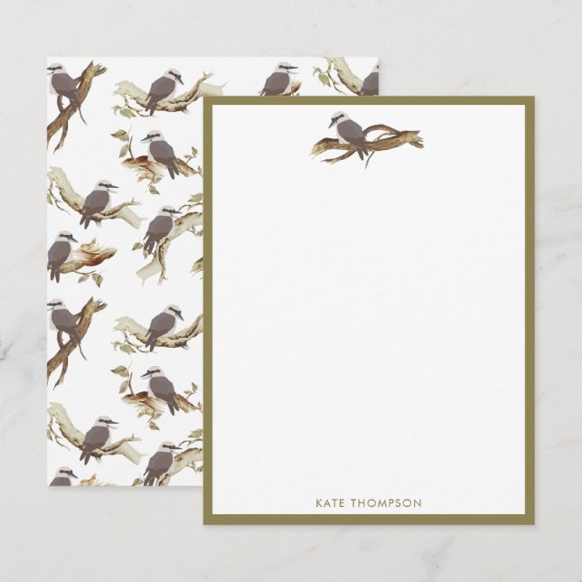 Laughing Kookaburra Australian Bird Eucalyptus Mitteilungskarte (Vorne/Hinten)