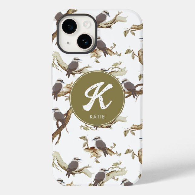 Laughing Kookaburra Australian Eucalyptus Monogram Case-Mate iPhone Hülle (Rückseite)