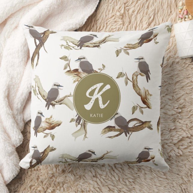 Laughing Kookaburra Australian Eucalyptus Monogram Kissen (Decke)