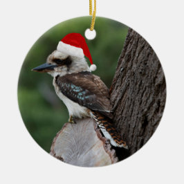Laughing Kookaburra Bird Weihnachts Rote Weihnacht Keramik Ornament