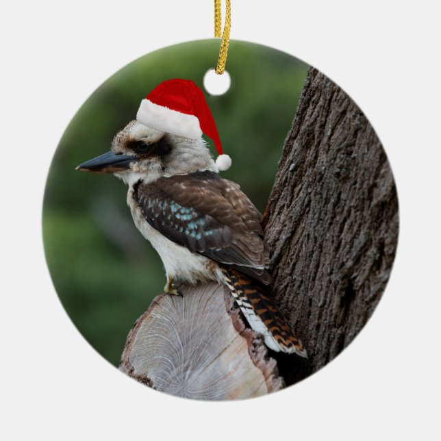 Laughing Kookaburra Bird Weihnachts Rote Weihnacht Keramik Ornament (Vorne)