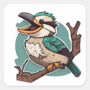 Laughing Kookaburra Quadratischer Aufkleber