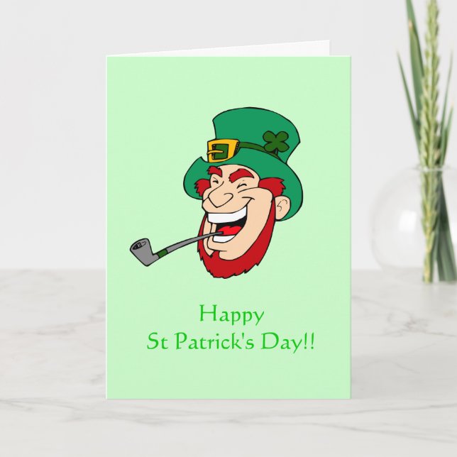 Laughing Leprechaun St Patrick's Day Karte (Vorderseite)