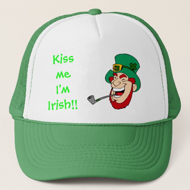 Laughing Leprechaun St Patrick's Day Truckerkappe (Vorderseite)