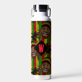 Laughing Rasta Man Striped Monogram Trinkflasche