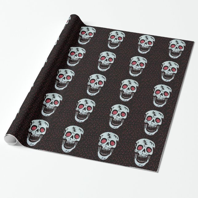 Laughing Red Glitzer Eye Skull Geschenkpapier (Ungerollt)