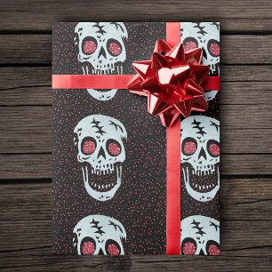Laughing Red Glitzer Eye Skull Geschenkpapier