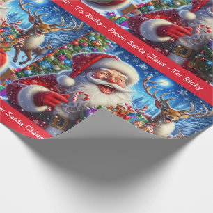 Laughing Santa Claus Add Boy Girl's Name Weihnacht Geschenkpapier