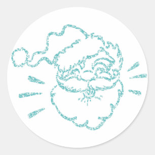 Laughing Santa Claus Aqua Aquamarin Modern Spark Runder Aufkleber