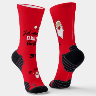 Laughing Santa Matching Familie Weihnachtssocken Socken