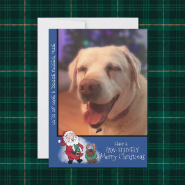 Laughing Santa Reindeer Lab Pet Photo Modern Feiertagskarte
