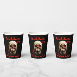 Laughing Skull Black and Red Halloween-Party Pappbecher