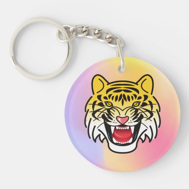 Laughing Tiger Face Artwork-21876 Schlüsselanhänger (Vorderseite)