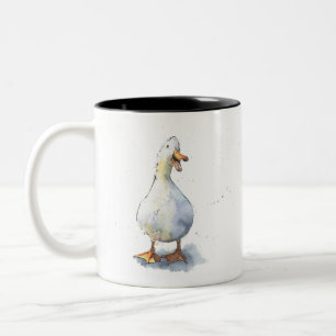 Laughing white Duck lustig gesprenkelter Wasservog Zweifarbige Tasse