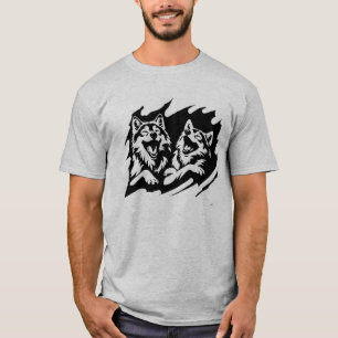 Laughing Wolves Wolf Animal Wildlife Logo Art T-Shirt