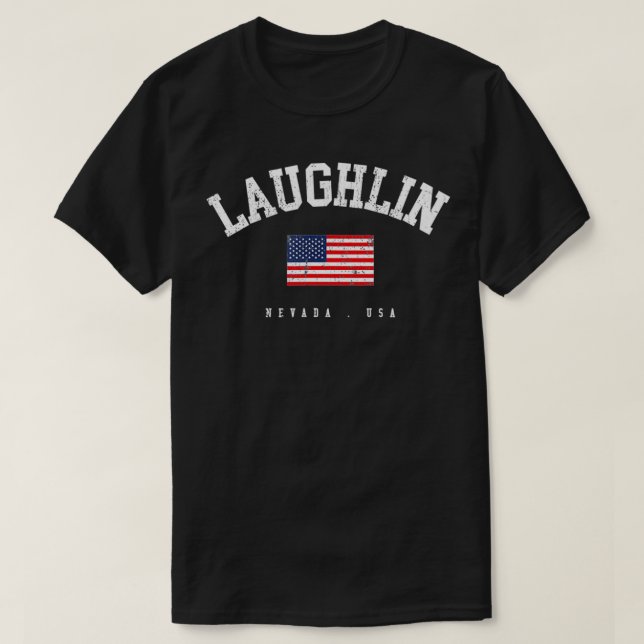 Laughlin NV Retro American Flag USA Name Stadt T-Shirt (Design vorne)