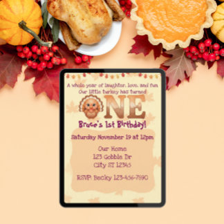 Laughter, Love, Fun, Little Turkey ONE birthday Einladung