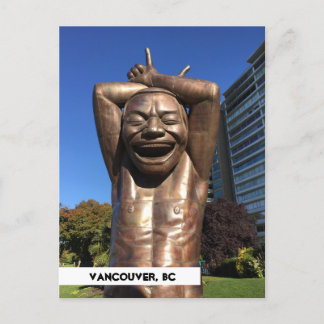 Laughter Statue Vancouver BC Travel Postcard Postkarte
