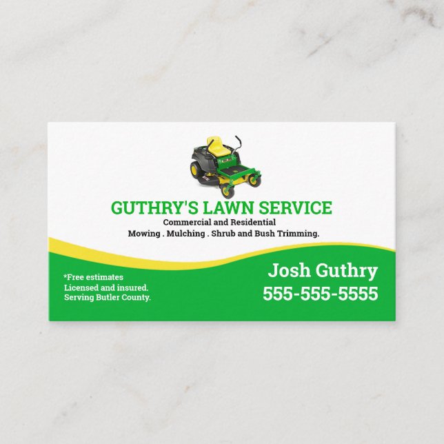 Launch Service Business Card mit Zero Turn Mäher Visitenkarte (Vorderseite)
