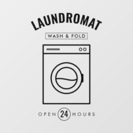 Laundromat 24/7 Wash & Fold Service Marketing Fensteraufkleber