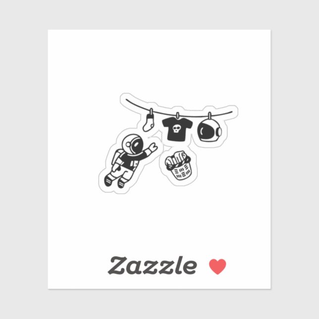 “Laundry Day in Space Minimal Cosmic Humor Design" Aufkleber (Blatt)