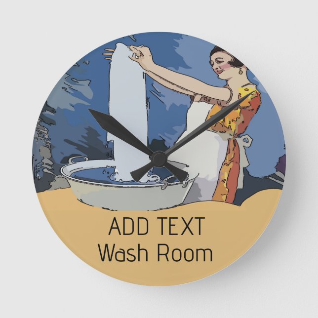 Laundry Room Clock Runde Wanduhr (Vorderseite)