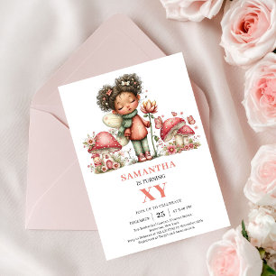 Laune Fee 5. Geburtstag Rosa Blumen-Einladung Einladung