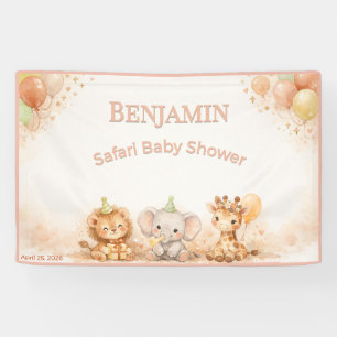 Laune Löwe Elefant Giraffe Pastell Neutrale Party Banner