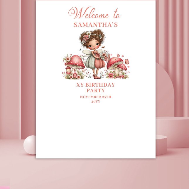 Laune Pink Fee 6. Geburtstag Teppichbild Wandteppich (Whimsy Pink Fairy 6th Birthday Tapestry)
