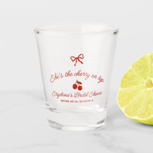 Laune Rot Sie ist die Kirsche auf dem Hochzeitsbra Schnapsglas