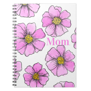 Launen und rosa Aquarellblumen Notizblock