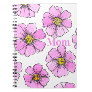 Launen und rosa Aquarellblumen Notizblock