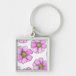 Launen und rosa Aquarellblumen Schlüsselanhänger